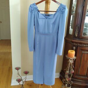 Elegant Blue Dress, Unique Design, Made in Europe